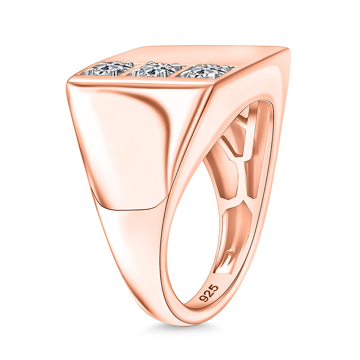 Luxuriant Lab Grown Diamond G-H SI 0.30 ctw Men's Ring in 18K Vermeil Rose Gold Over Sterling Silver (Size 10.5) (Del. in 10-12 Days) image number 3