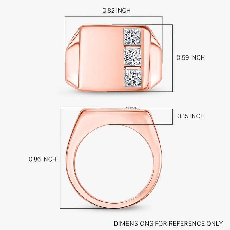 Luxuriant Lab Grown Diamond G-H SI 0.30 ctw Men's Ring in 18K Vermeil Rose Gold Over Sterling Silver (Size 11.5)
