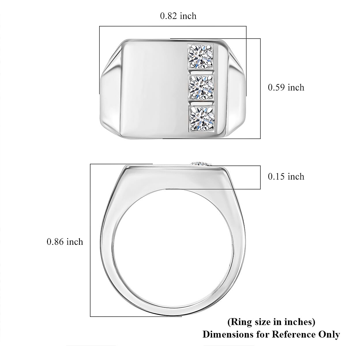 Luxuriant Lab Grown Diamond G-H SI Men's Ring in Rhodium Over Sterling Silver (Size 10.5) 0.30 ctw (Del. In 10-12 Days) image number 5
