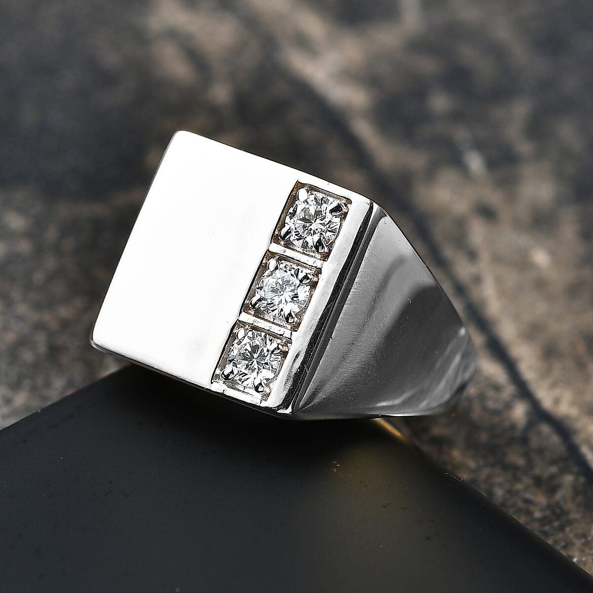 Luxuriant Lab Grown Diamond G-H SI Men's Ring in Rhodium Over Sterling Silver (Size 11.5) 0.30 ctw (Del. In 10-12 Days) image number 1