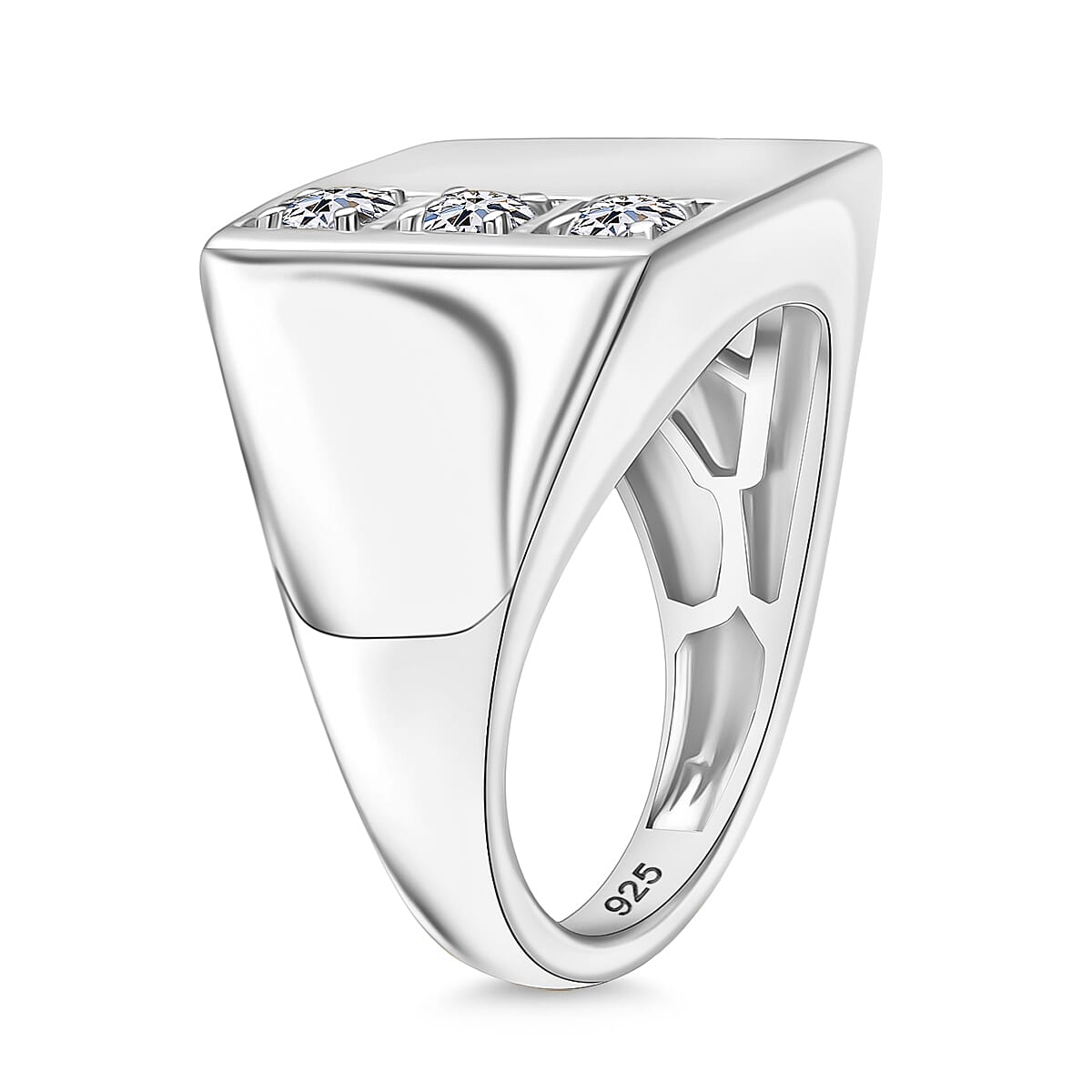 Luxuriant Lab Grown Diamond G-H SI Men's Ring in Rhodium Over Sterling Silver (Size 9.0) 0.30 ctw image number 3