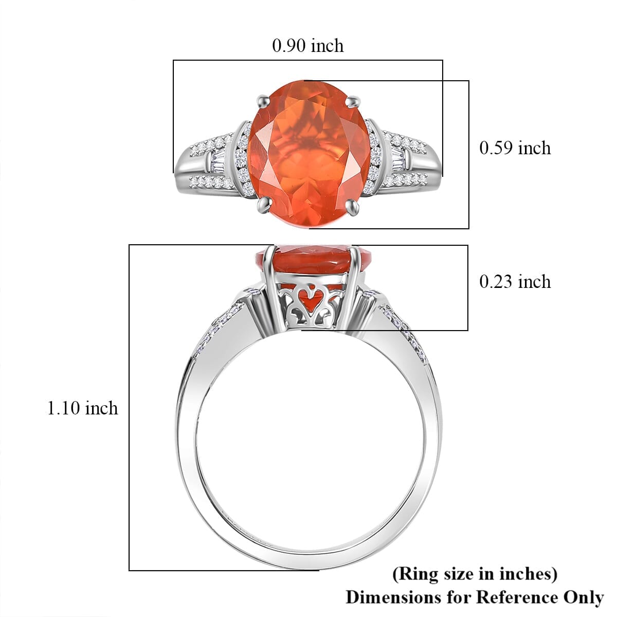 Rhapsody AAAA Fire Opal and E-F VS White Diamond 3.15 ctw Ring in 950 Platinum (Size 7.5) 6.75 Grams image number 5