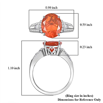 Rhapsody AAAA Fire Opal and E-F VS White Diamond 3.15 ctw Ring in 950 Platinum (Size 12.0) 6.75 Grams