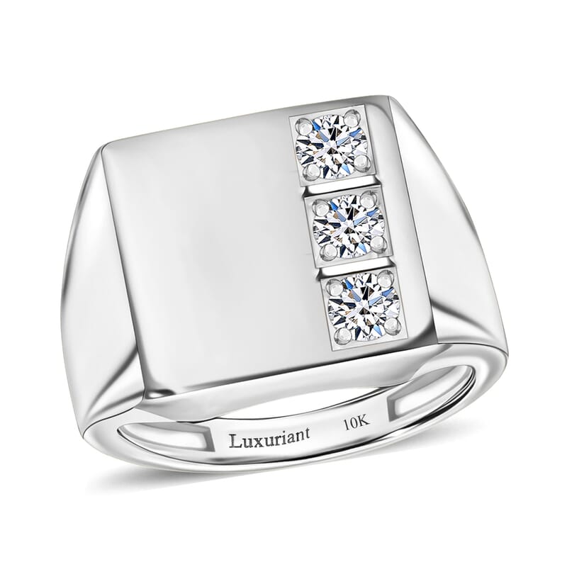Luxuriant Lab Grown Diamond G-H SI 0.30 ctw Men's Ring in 10K White Gold (Size 10.0) 6.3 Grams