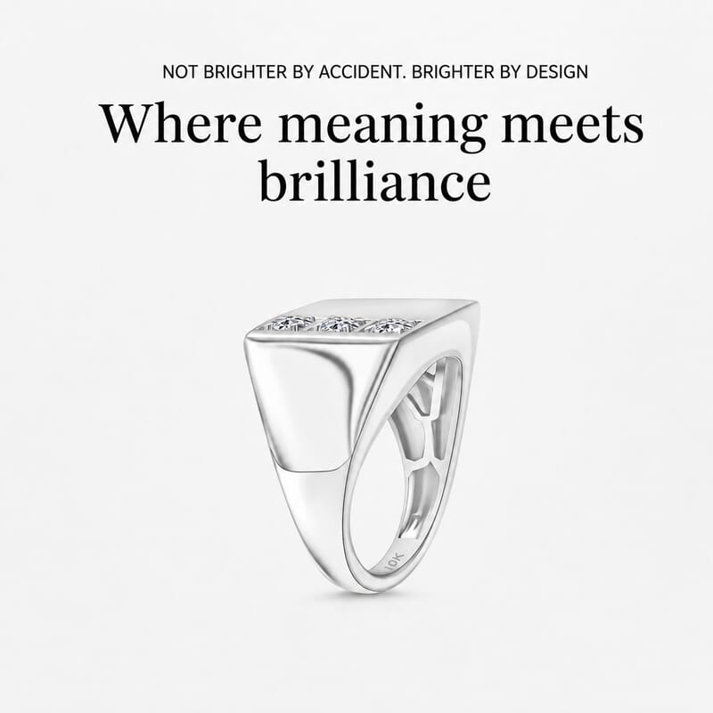 Luxuriant Lab Grown Diamond G-H SI 0.30 ctw Men's Ring in 10K White Gold (Size 10.0) 6.3 Grams
