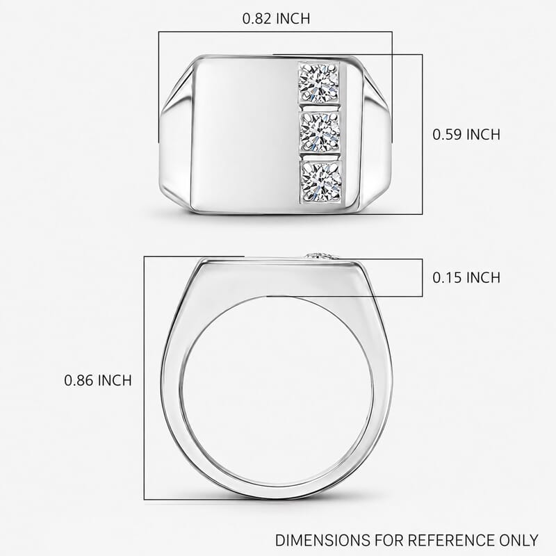 Luxuriant Lab Grown Diamond G-H SI 0.30 ctw Men's Ring in 10K White Gold (Size 10.0) 6.3 Grams