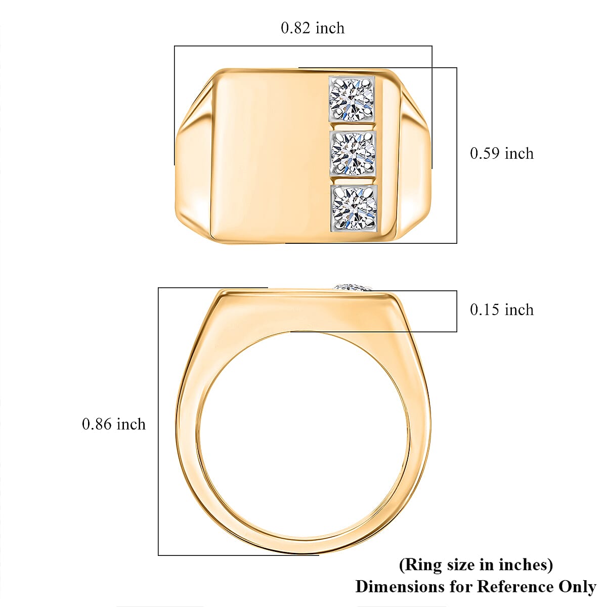 Luxuriant Lab Grown Diamond G-H SI 0.30 ctw Men's Ring in 10K Yellow Gold (Size 10.5) 6.3 Grams (Del. in 10-12 Days) image number 4