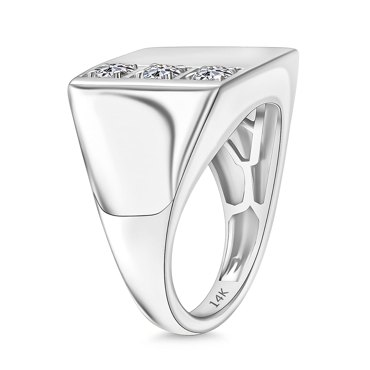 Luxuriant Lab Grown Diamond G-H SI 0.30 ctw Men's Ring in 14K White Gold (Size 12.0) 7 Grams (Del. in 10-12 Days) image number 3