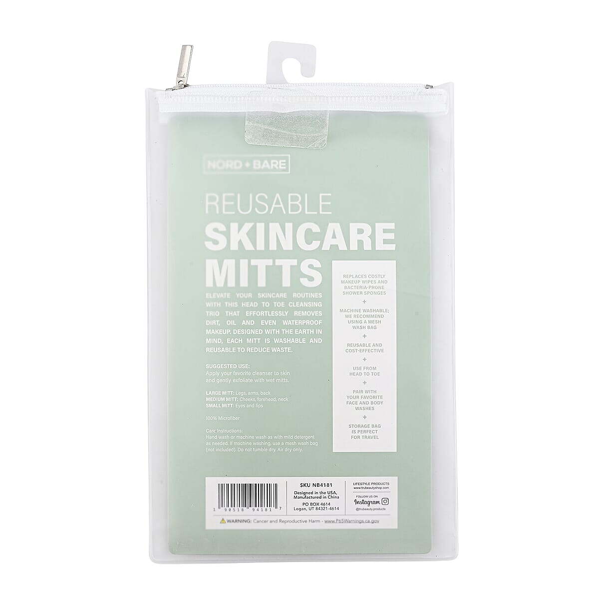 Nord + Bare 3 Pieces Cleansing Mitts- Jade Green image number 2