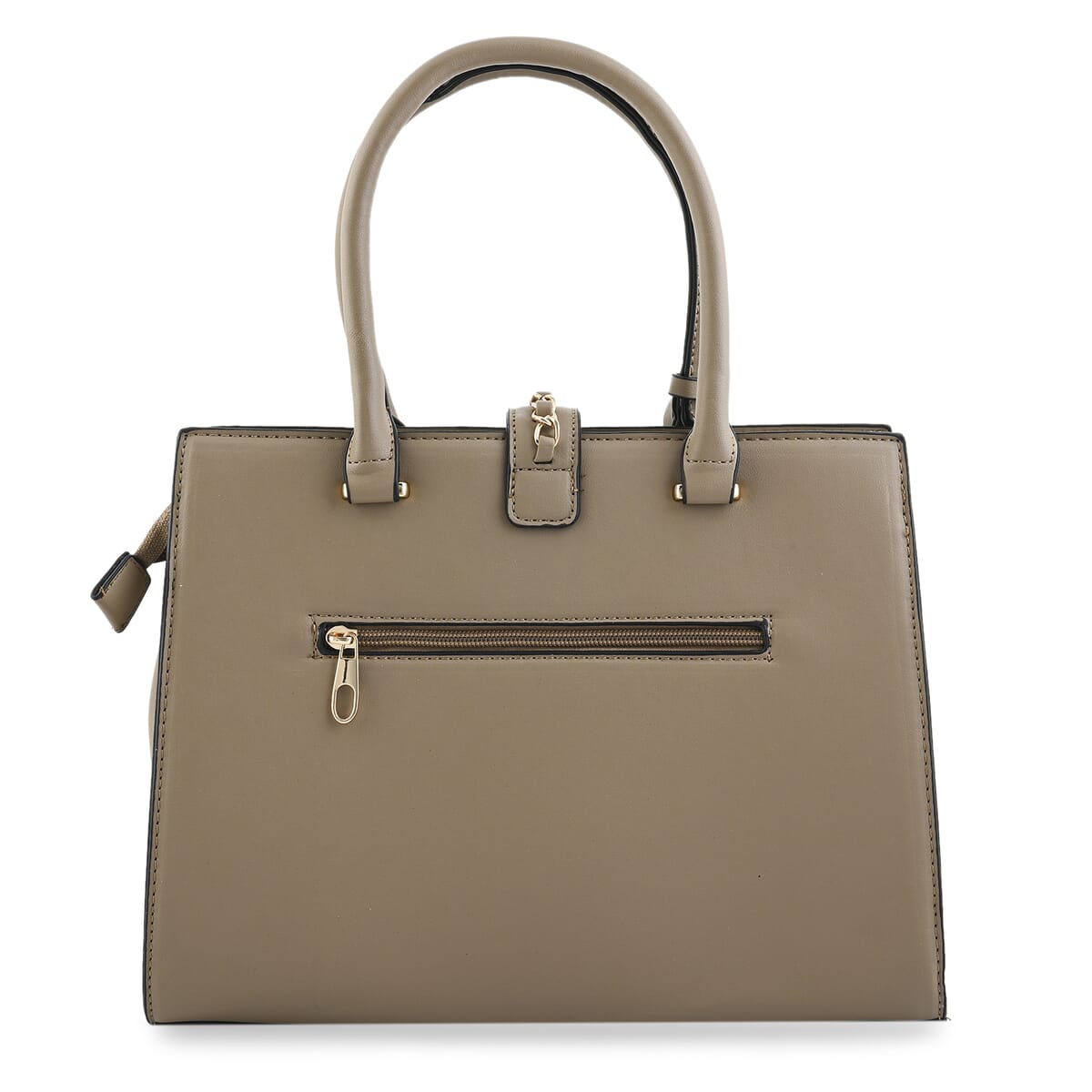 Cee Klein Blush Faux Leather Satchel Bag with Chain & Lock Detail image number 2