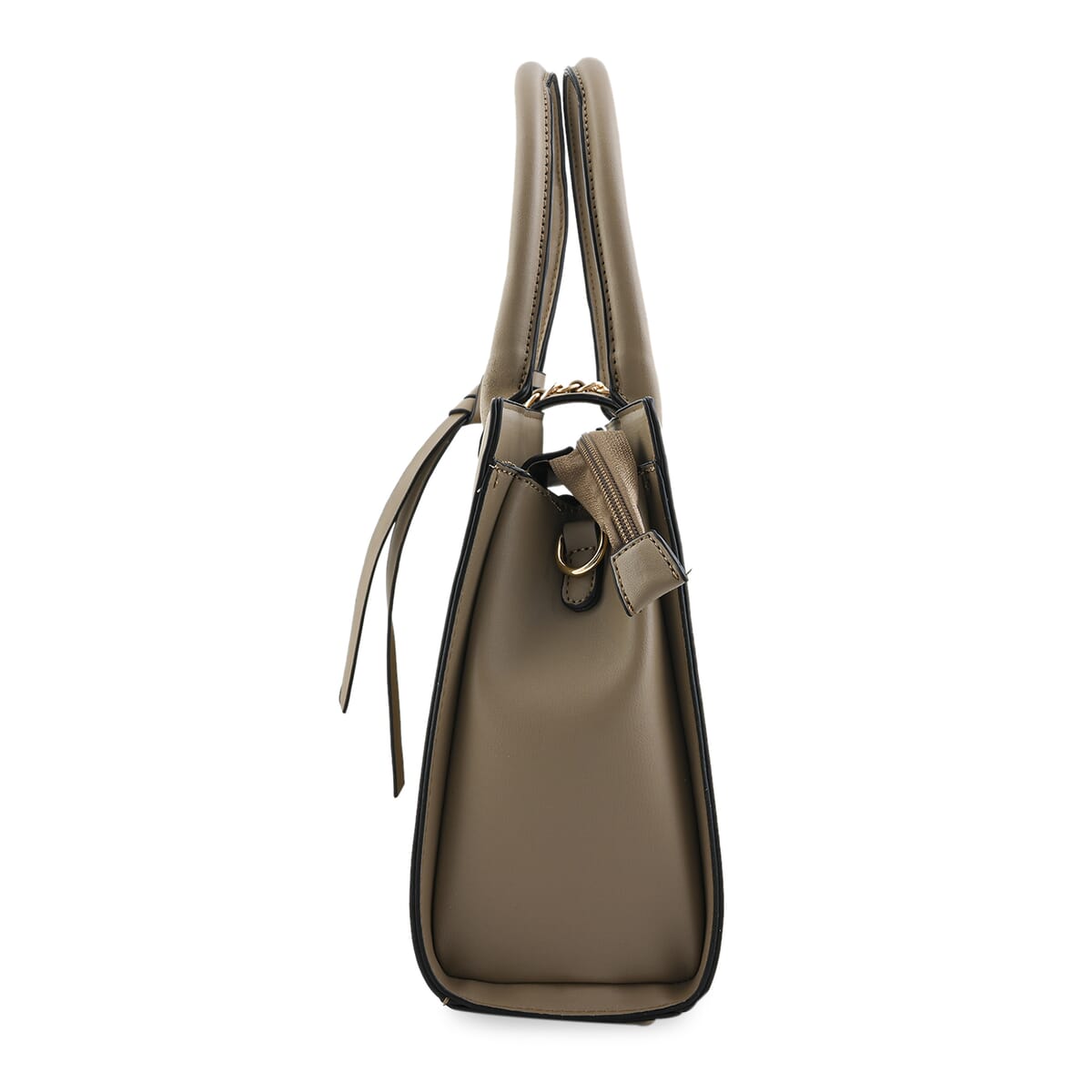 Cee Klein Blush Faux Leather Satchel Bag with Chain & Lock Detail image number 3
