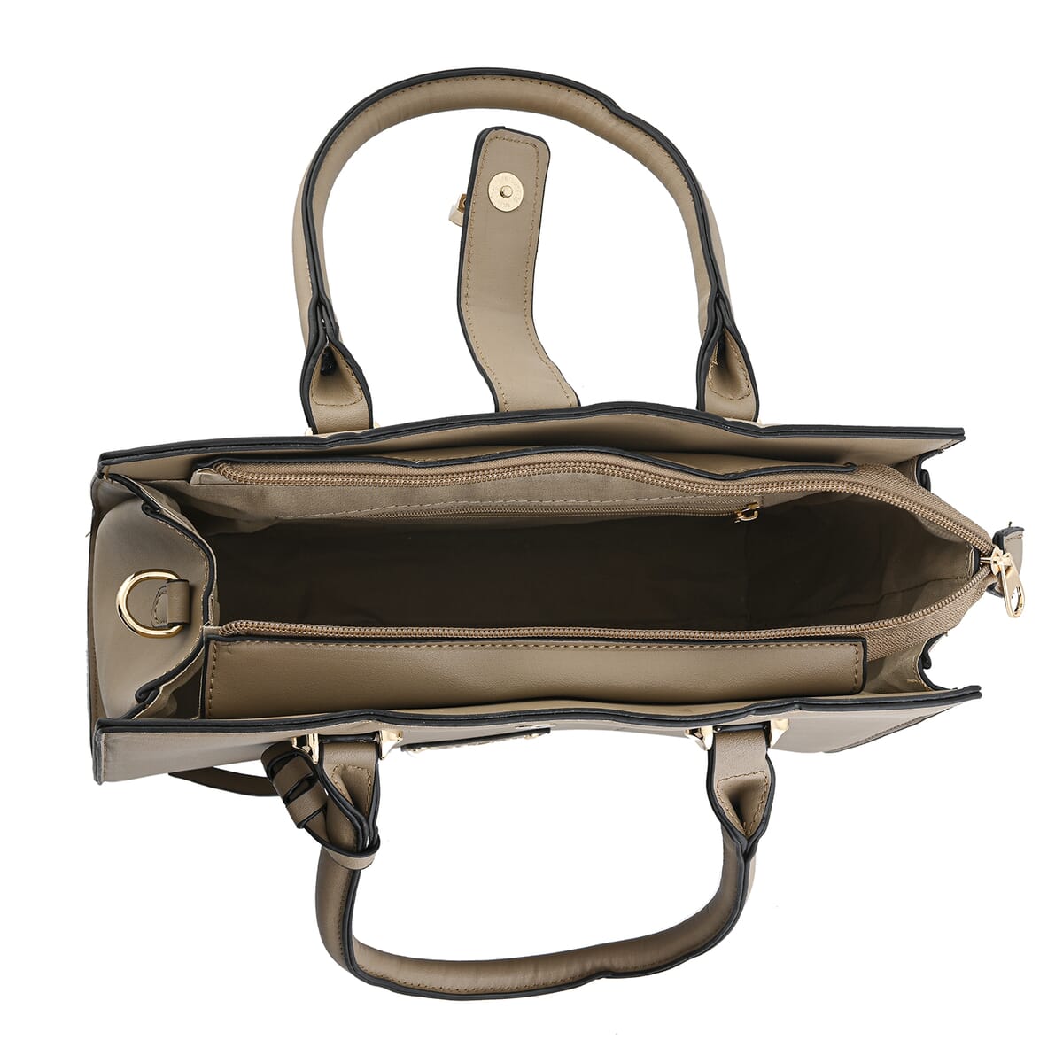 Cee Klein Blush Faux Leather Satchel Bag with Chain & Lock Detail image number 5
