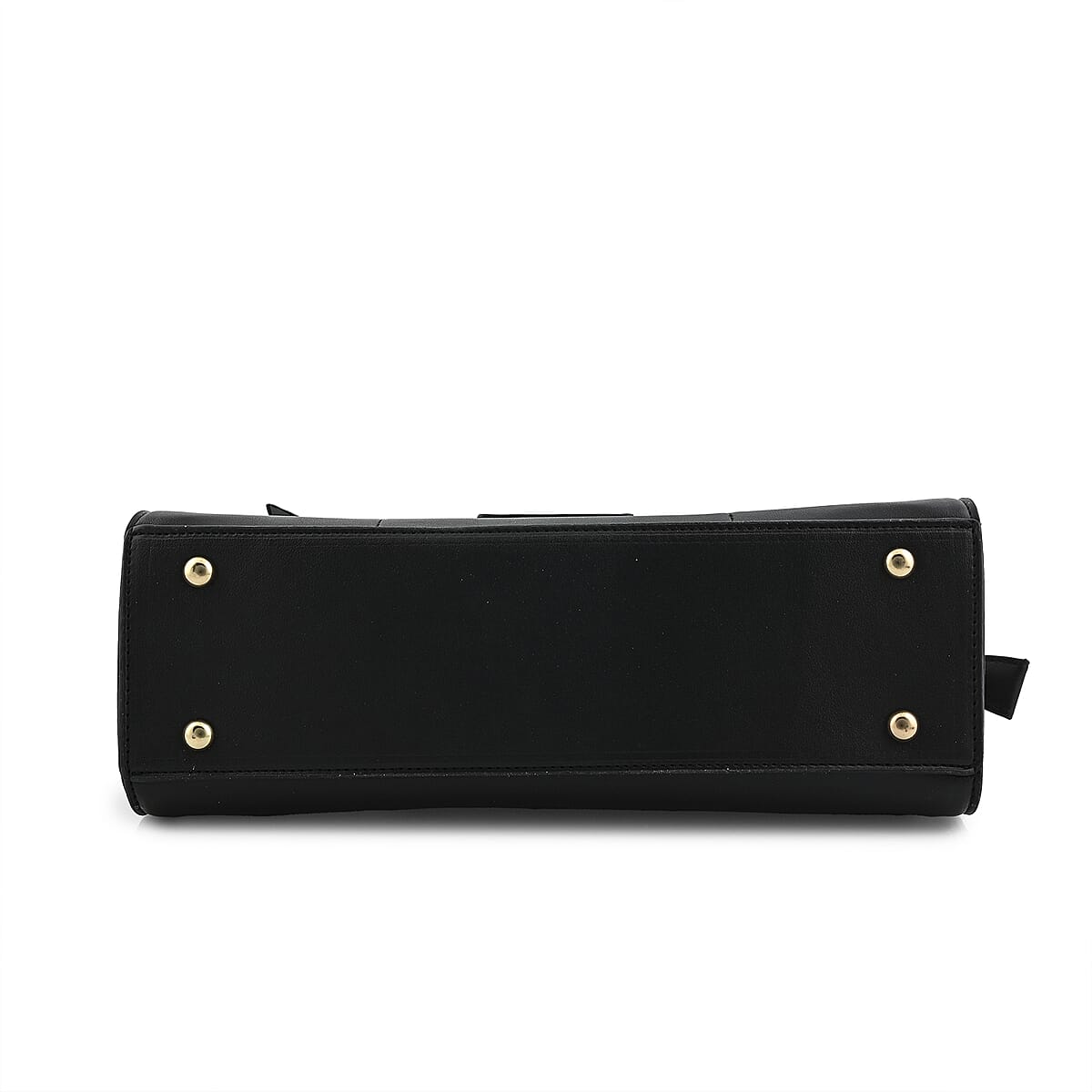 Cee Klein Black Faux Leather Satchel Bag with Chain & Lock Detail image number 4