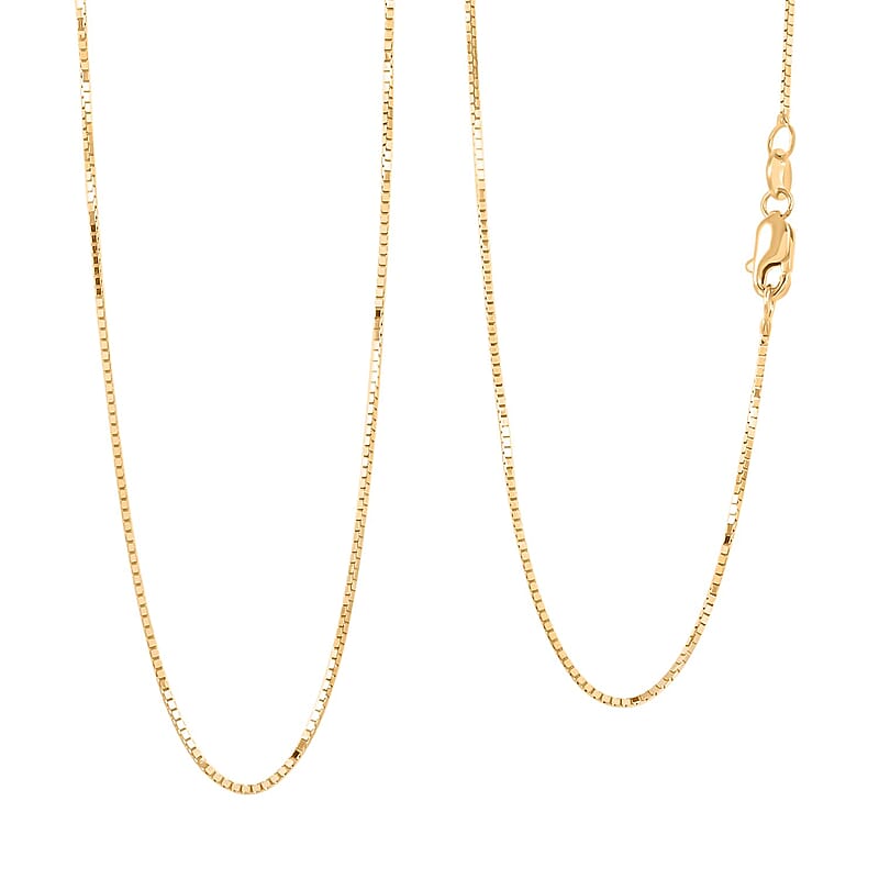 18K Yellow Gold Box Chain Necklace 18 Inches 3.3 Grams