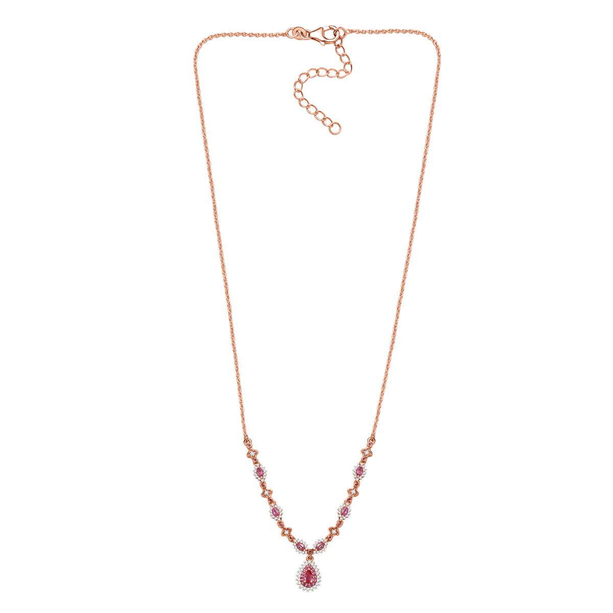D’Joy Premium Mahenge Spinel and Multi Gemstone 1.60 ctw Necklace 18 Inches in 18K Vermeil Rose Gold Over Sterling Silver image number 3