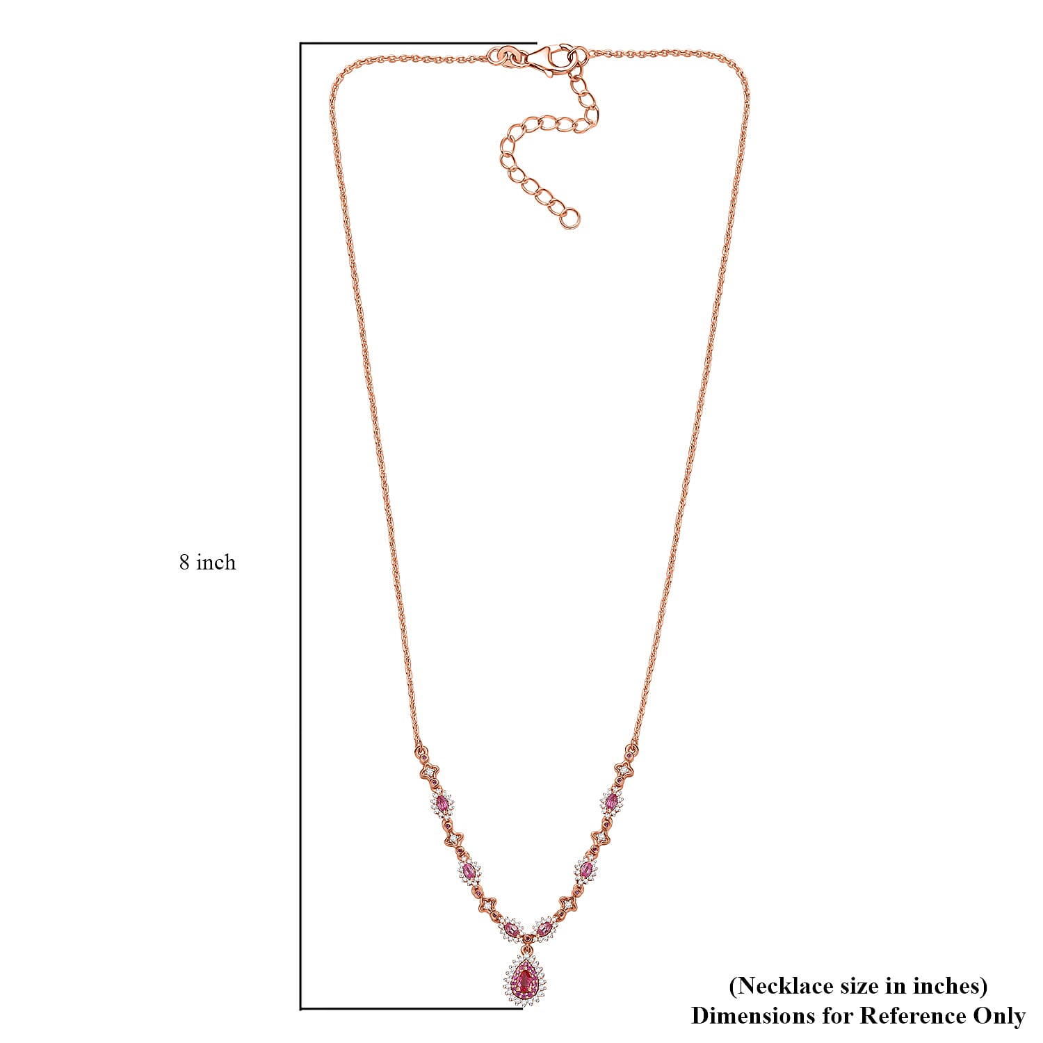 D'Joy Premium Mahenge Spinel and Multi Gemstone 1.60 ctw Royal Rose Cascade Necklace 18-20 Inches in 18K Vermeil Rose Gold Over Sterling Silver