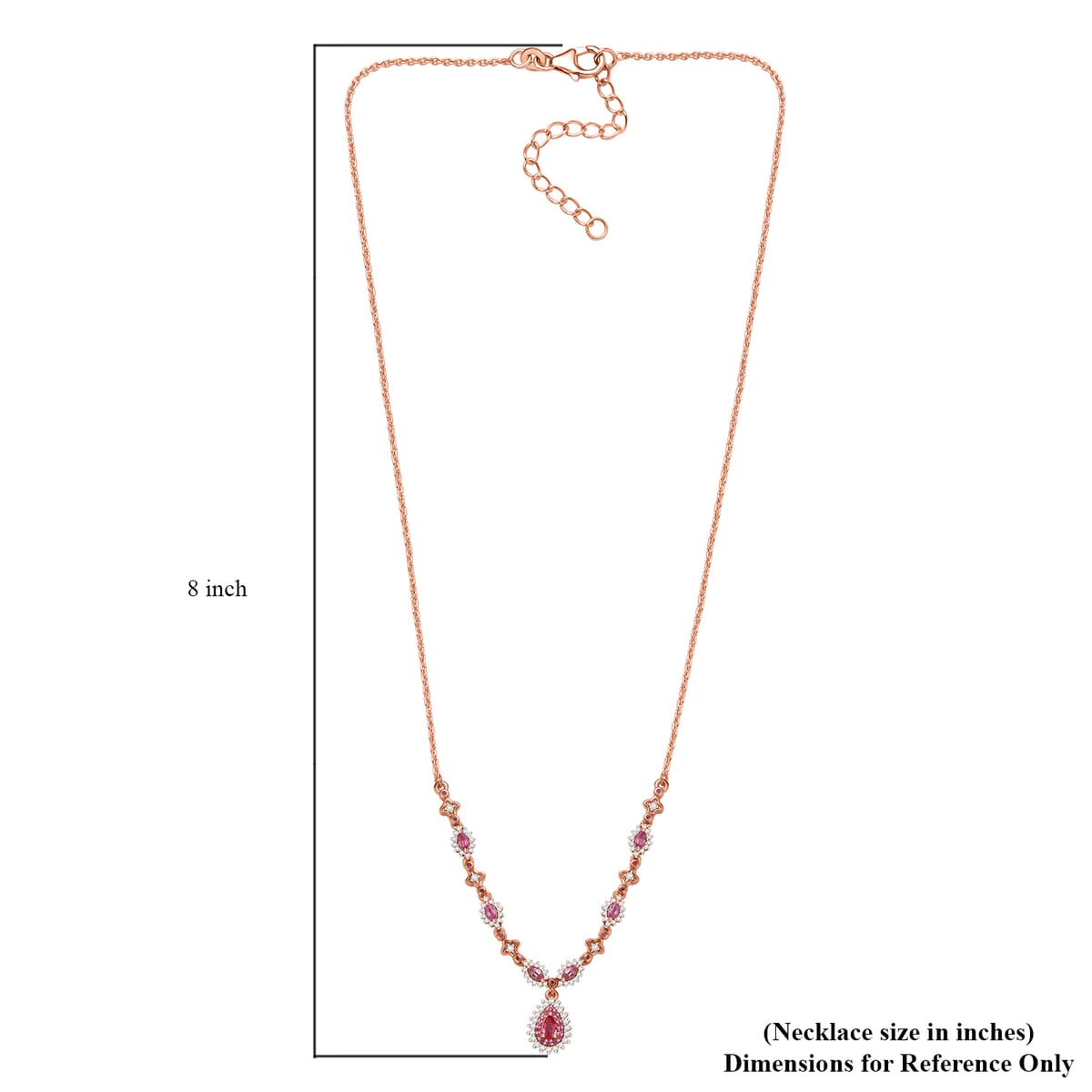 D’Joy Premium Mahenge Spinel and Multi Gemstone 1.60 ctw Necklace 18 Inches in 18K Vermeil Rose Gold Over Sterling Silver image number 5