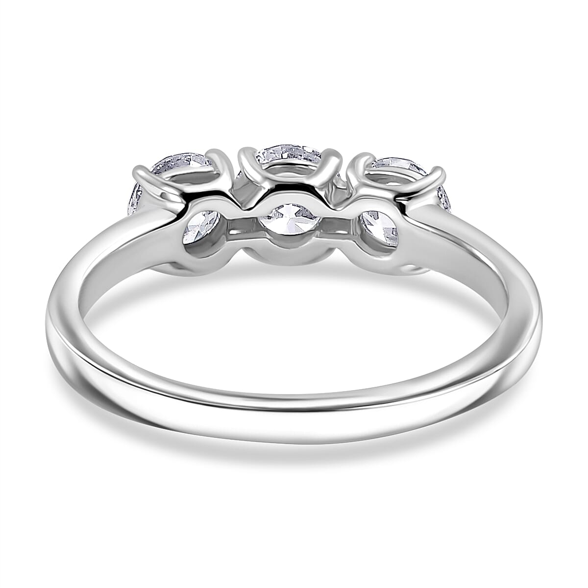 Luxuriant Lab Grown Diamond G-H SI 3 Stone Ring in Rhodium Over Sterling Silver (Size 5.0) 1.00 ctw (Del. in 10-12 Days) image number 4