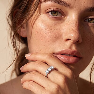 Luxuriant Lab Grown Diamond G-H SI 1.00 ctw 3 Stone Ring in 950 Platinum (Size 10.5) 6 Grams