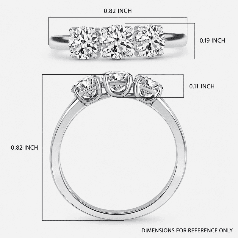 Luxuriant Lab Grown Diamond G-H SI 1.00 ctw 3 Stone Ring in 950 Platinum (Size 10.5) 6 Grams
