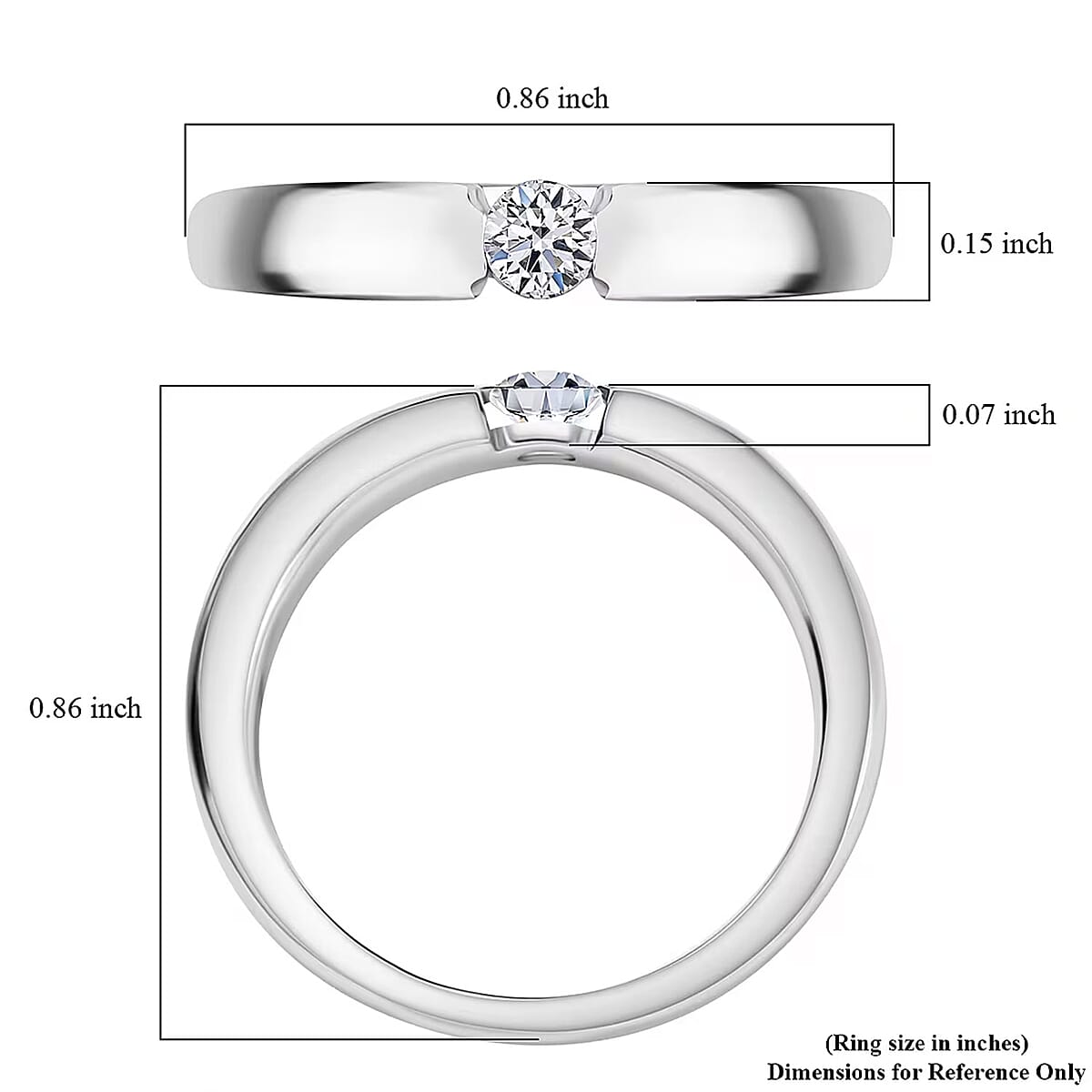 950 Platinum Luxuriant Lab Grown Diamond G-H SI Solitaire Ring (Size 10.0) (7 g) 0.15 ctw image number 6