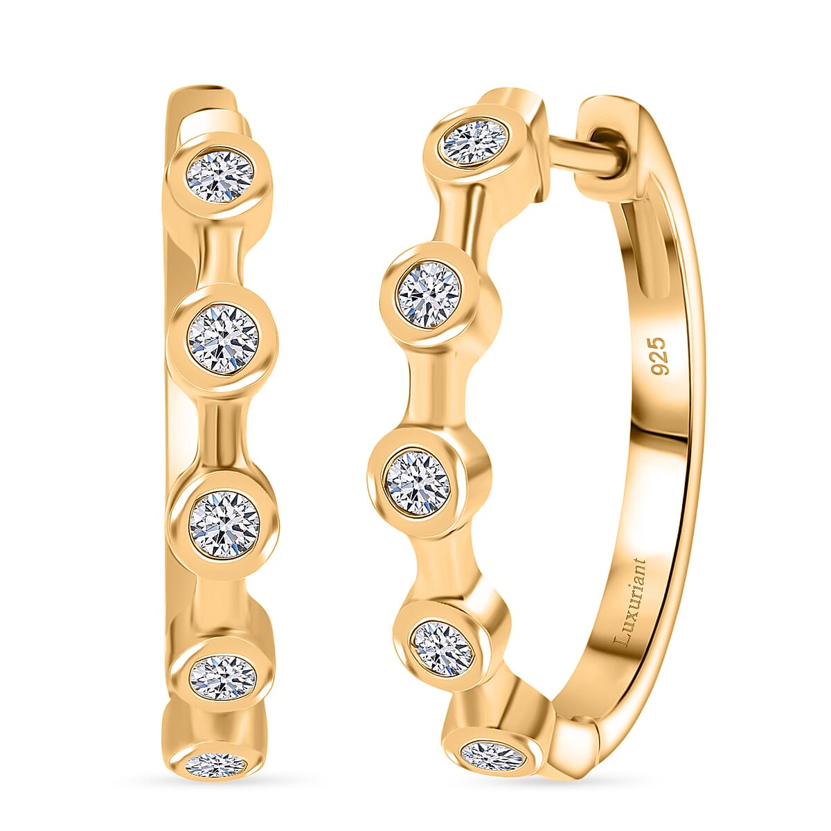 Luxuriant Lab Grown Diamond G-H SI 0.33 ctw Hoop Earrings in 18K Vermeil Yellow Gold Over Sterling Silver (Del. in 10-12 Days) image number 0