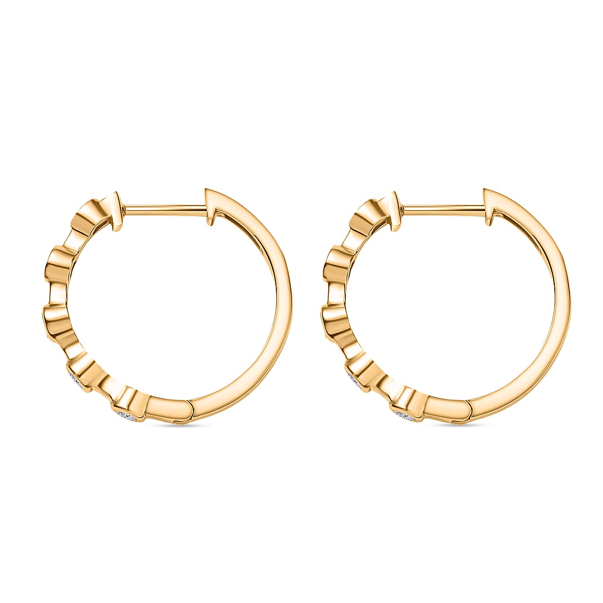 Luxuriant Lab Grown Diamond G-H SI 0.33 ctw Hoop Earrings in 18K Vermeil Yellow Gold Over Sterling Silver (Del. in 10-12 Days) image number 3