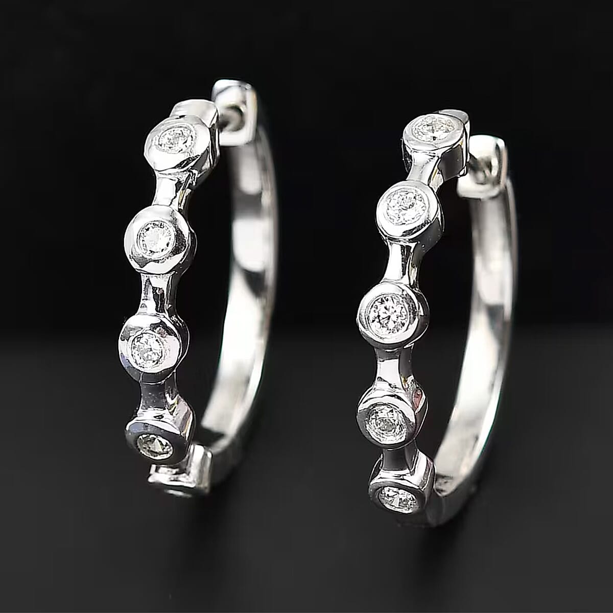 Luxuriant Lab Grown Diamond G-H SI 0.32 ctw Hoop Earrings in Rhodium Over Sterling Silver (Del. in 10-12 Days) image number 2