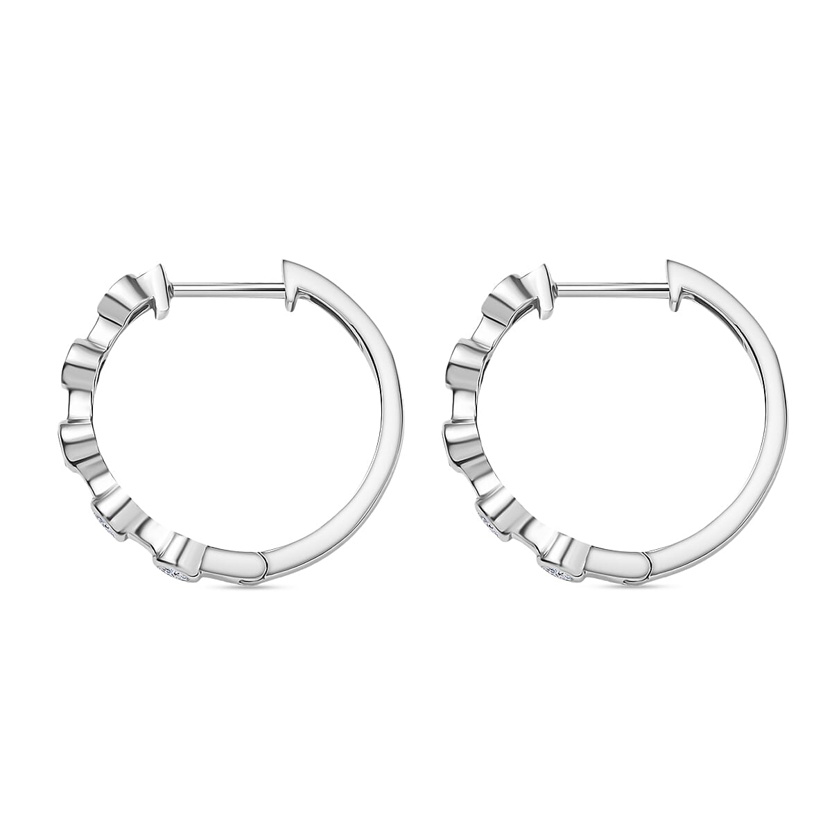 Luxuriant Lab Grown Diamond G-H SI 0.32 ctw Hoop Earrings in Rhodium Over Sterling Silver (Del. in 10-12 Days) image number 3