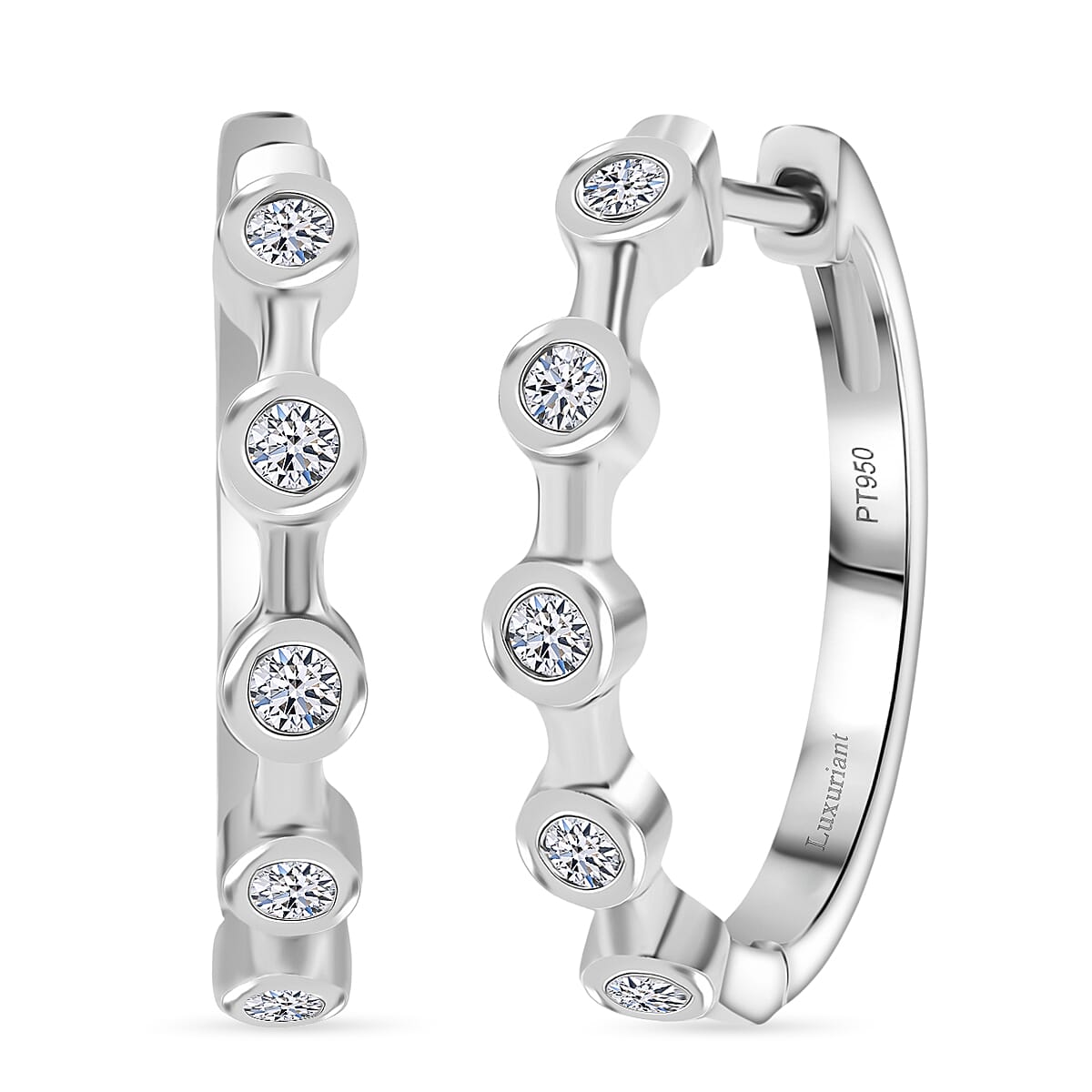 Luxuriant Lab Grown Diamond G-H SI 0.33 ctw Hoop Earrings in 950 Platinum 6 Grams (Del. in 10-12 Days) image number 0