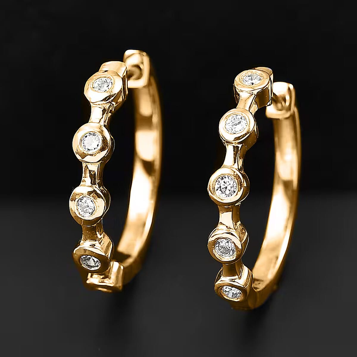 Luxuriant Lab Grown Diamond G-H SI 0.32 ctw Hoop Earrings in 14K Yellow Gold (Del. in 10-12 Days) image number 2