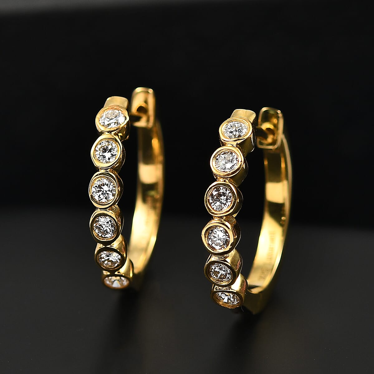 Luxuriant Lab Grown Diamond G-H SI 0.50 ctw Hoop Earrings in 18K Vermeil Rose Gold Over Sterling Silver (Del. in 10-12 Days) image number 1
