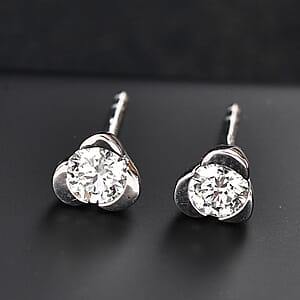 950 Platinum Luxuriant Lab Grown Diamond G-H SI Solitaire Stud Earrings 0.50 ctw