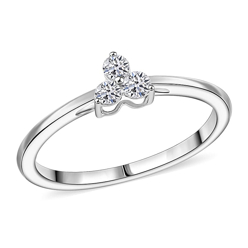Luxuriant Lab Grown Diamond (I2) 0.20 ctw Ring in Rhodium Over Sterling Silver (Size 8.0)