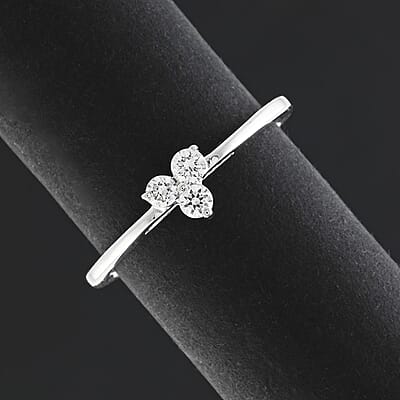 Luxuriant Lab Grown Diamond (I2) 0.20 ctw Ring in Rhodium Over Sterling Silver (Size 8.0)