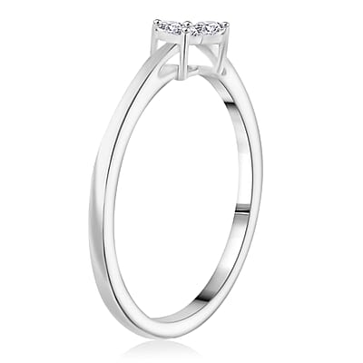 Luxuriant Lab Grown Diamond (I2) 0.20 ctw Ring in Rhodium Over Sterling Silver (Size 8.0)