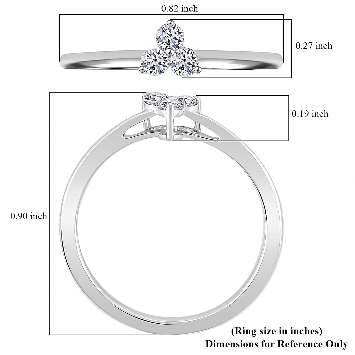 Luxuriant Lab Grown Diamond (I2) 0.20 ctw Ring in Rhodium Over Sterling Silver (Size 8.0) image number 4