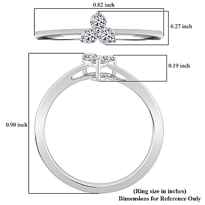Luxuriant Lab Grown Diamond (I2) 0.20 ctw Ring in Rhodium Over Sterling Silver (Size 8.0)