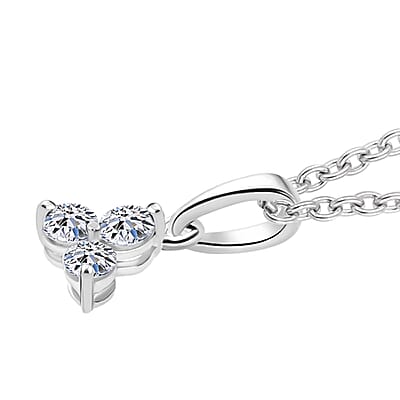 Luxuriant Lab Grown Diamond (I2) 0.20 ctw Pendant without Chain in Rhodium Over Sterling Silver