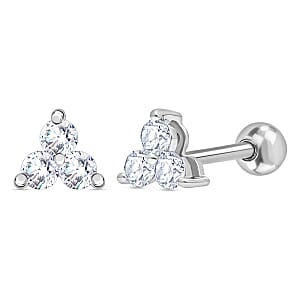 D'Joy Lab Grown Diamond I2 0.20 ctw Solitaire Stud Earrings in Rhodium Over Sterling Silver