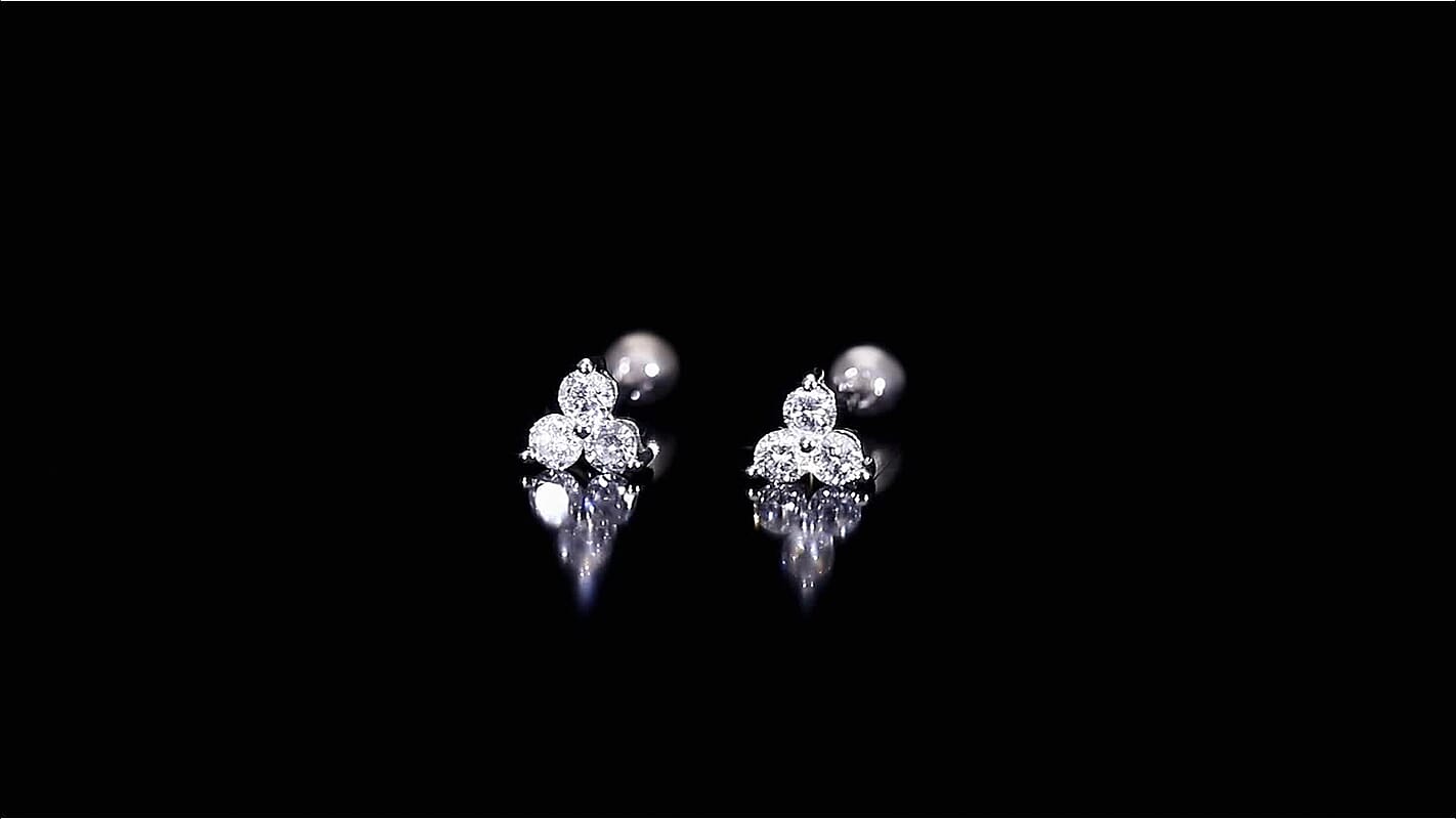 D'Joy Lab Grown Diamond I2 0.20 ctw Solitaire Stud Earrings in Rhodium Over Sterling Silver