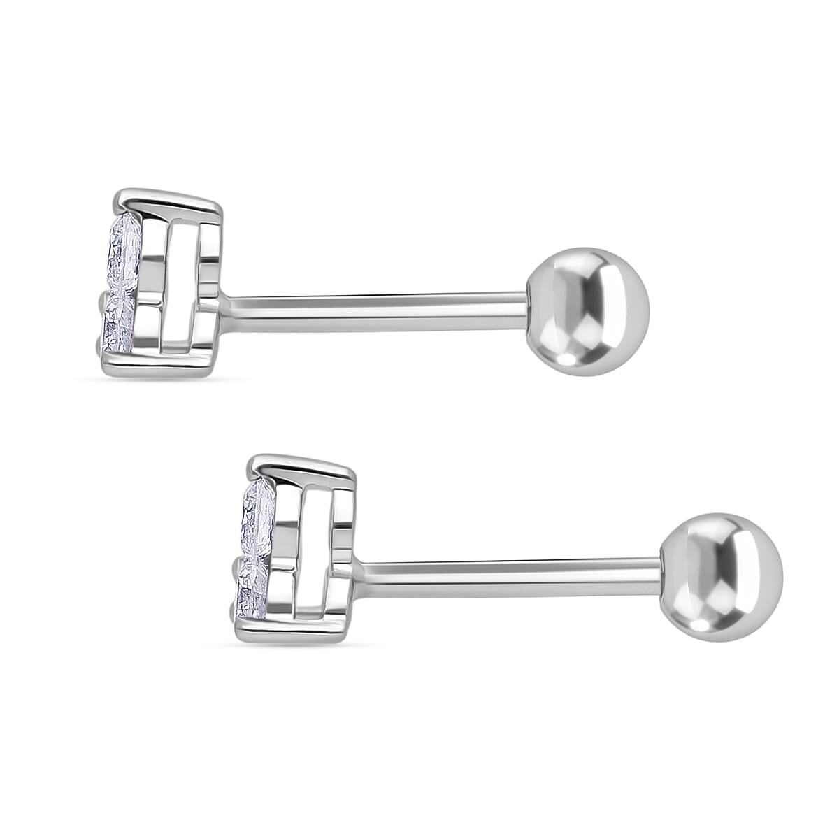 D'Joy Lab Grown Diamond I2 0.20 ctw Solitaire Stud Earrings in Rhodium Over Sterling Silver image number 2
