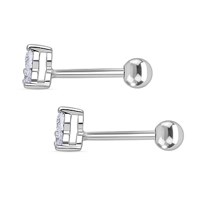 D'Joy Lab Grown Diamond I2 0.20 ctw Solitaire Stud Earrings in Rhodium Over Sterling Silver