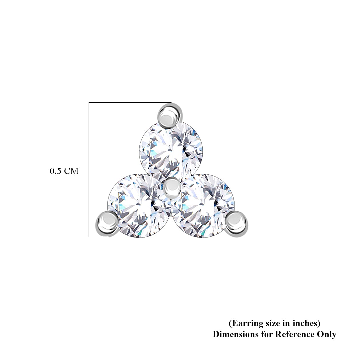 D'Joy Lab Grown Diamond I2 0.20 ctw Solitaire Stud Earrings in Rhodium Over Sterling Silver image number 3