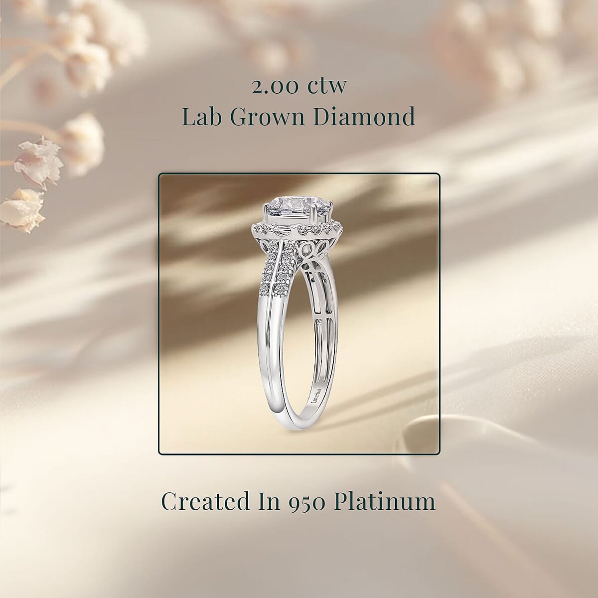 IGI Certified Luxuriant Lab Grown Diamond E-F VS 2.00 ctw Art Deco Ring in 950 Platinum (Size 5.5) 5.43 Grams image number 2