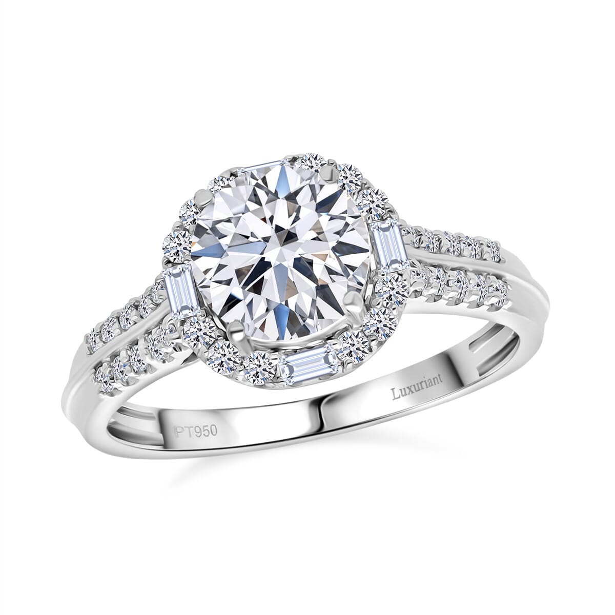 Certified 950 Platinum Luxuriant Lab Grown Diamond (E-F, VS) Ring (Size 8.0) (5.43 g) 2.00 ctw image number 0