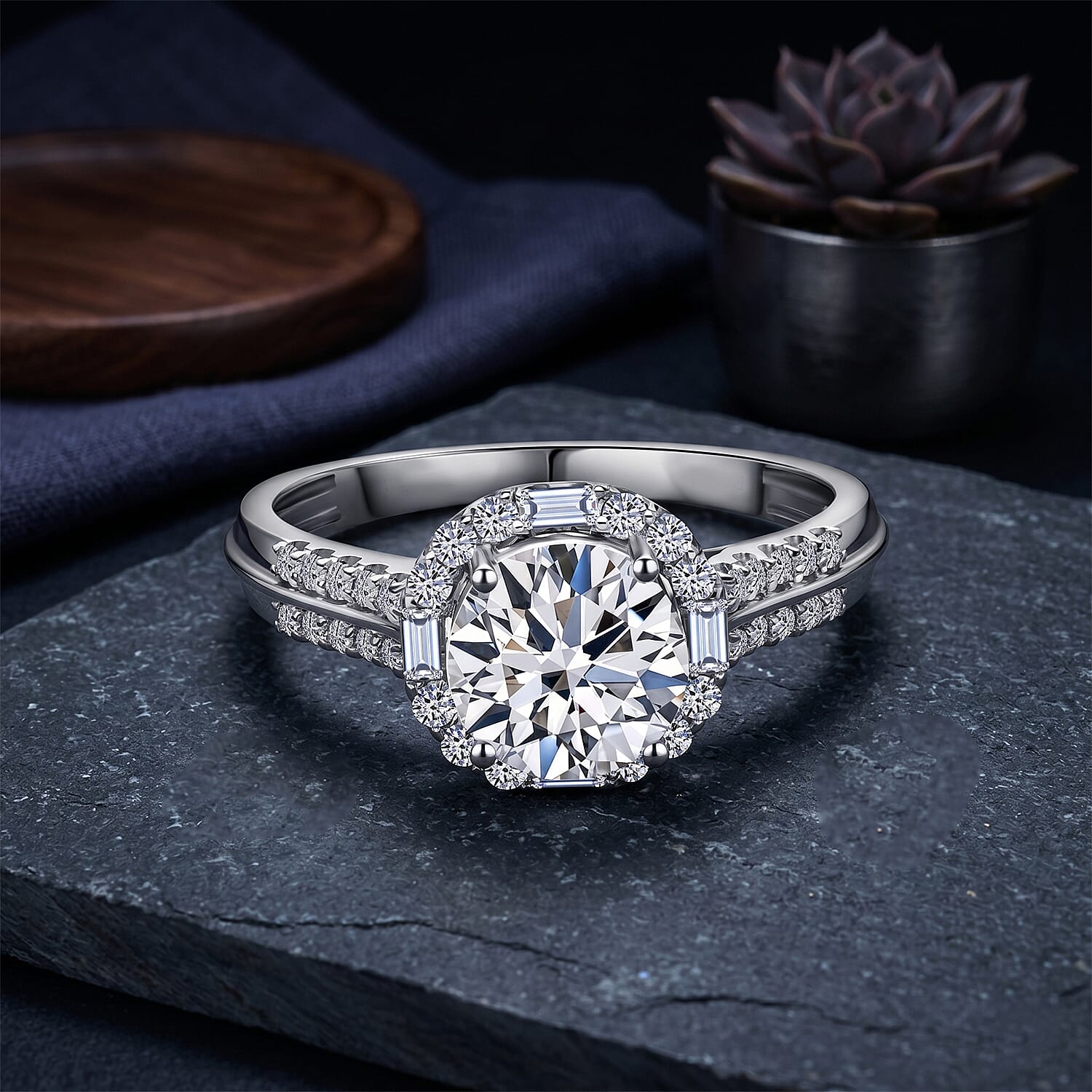 Certified 950 Platinum Luxuriant Lab Grown Diamond (E-F, VS) Ring (Size 8.0) (5.43 g) 2.00 ctw