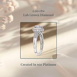 IGI Certified Luxuriant Lab Grown Diamond E-F VS 2.00 ctw Art Deco Ring in 950 Platinum (Size 9.0) 5.43 Grams (Del. In 10-12 Days)