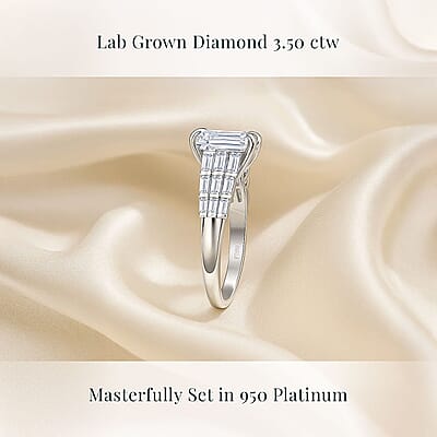 IGI Certified Luxuriant Lab Grown Diamond E-F VS 3.50 ctw Art Deco Ring in 950 Platinum (Size 10.0) 5.70 Grams