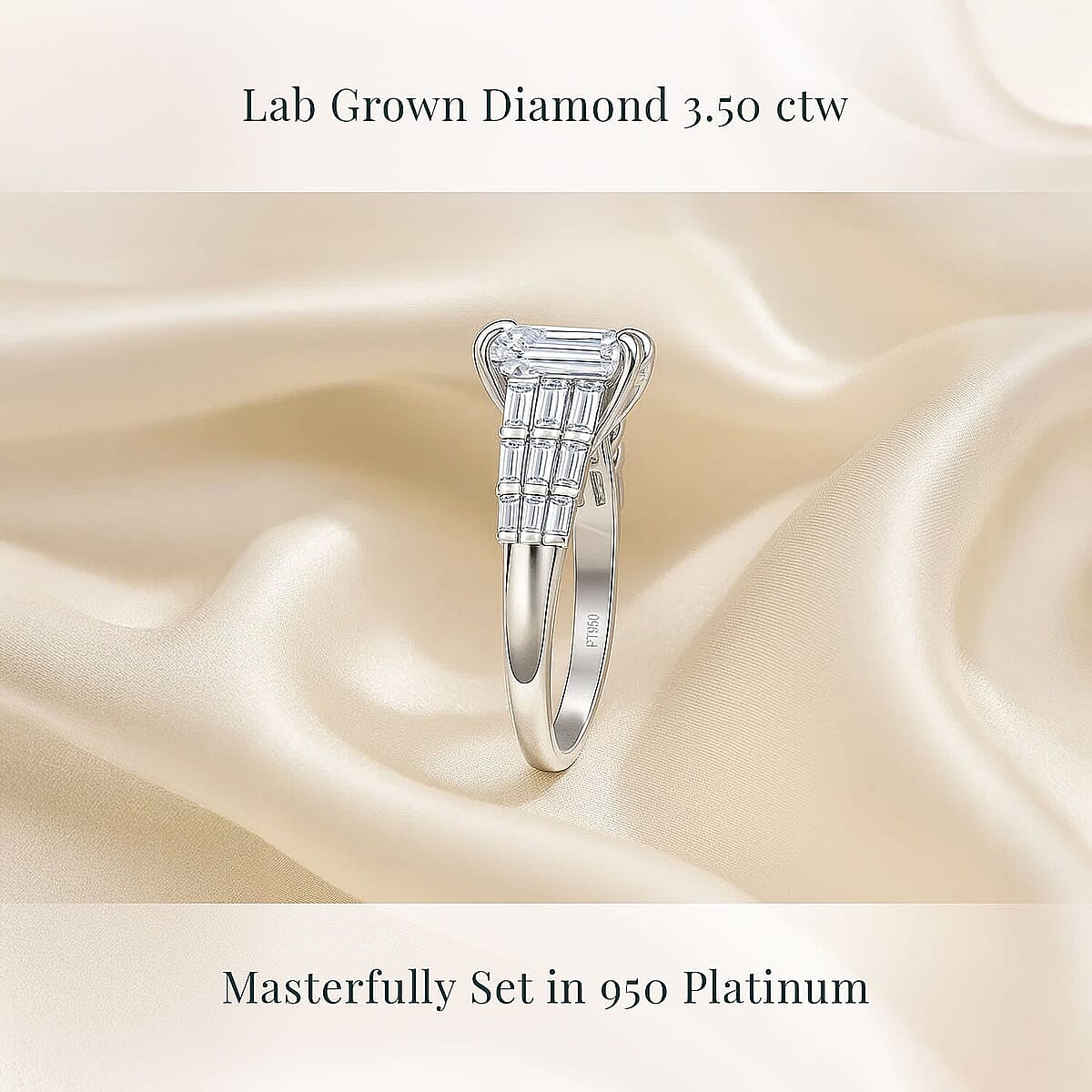 IGI Certified Luxuriant Lab Grown Diamond E-F VS 3.50 ctw Art Deco Ring in 950 Platinum (Size 6.5) 5.70 Grams image number 2